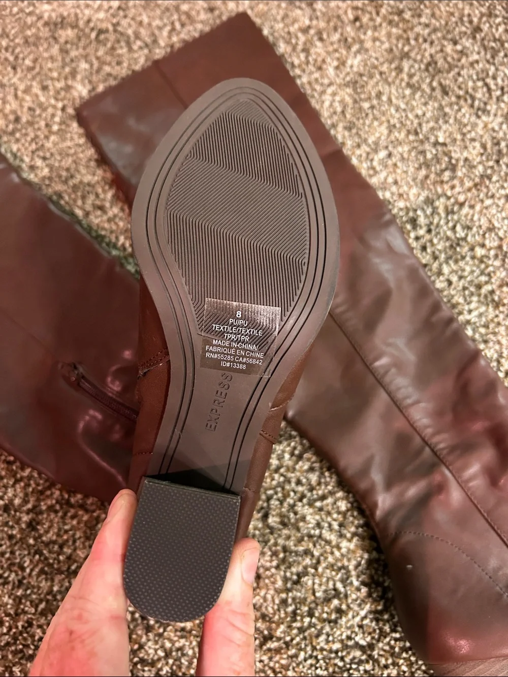 Express Women's Over-the-Knee Block Heel Boots in Brown